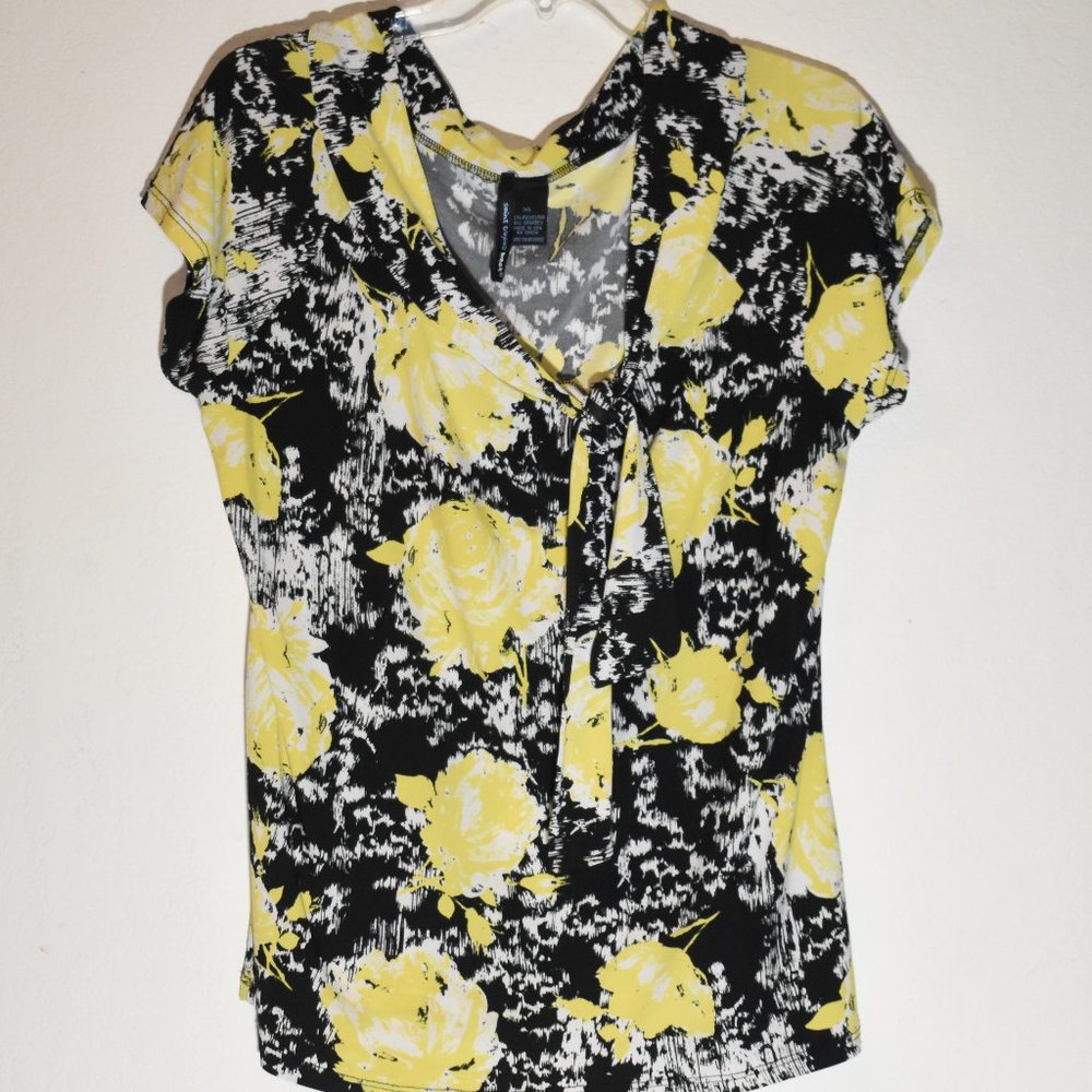 Black & Yellow Patterned Blouse | XL | Barely Worn